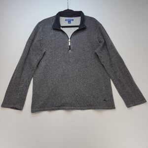 Tommy Bahama Pullover Mens Large Black White Chevron 1/4 Zip Textured 195945